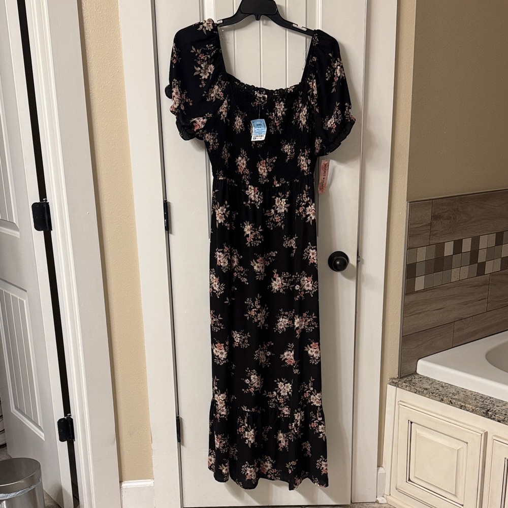Inspired Hearts Black Floral Maxi Dress